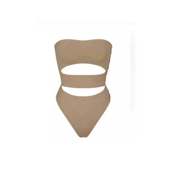 SKIMS PLUS SIZE RECYCLED CUT OUT STAPLESS MONOKINI DESERT SWIMSUIT 4X - Picture 1 of 5